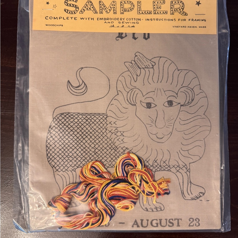 Vintage Leo  Embroidery Sampler Kit with Threads